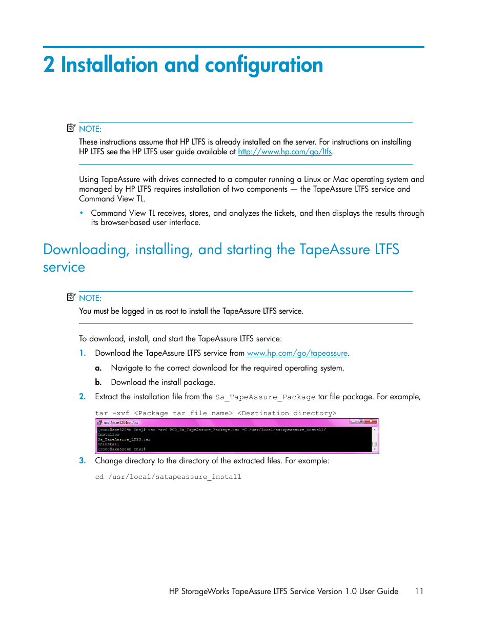 2 installation and configuration | HP Linear Tape File System Software User Manual | Page 11 / 36