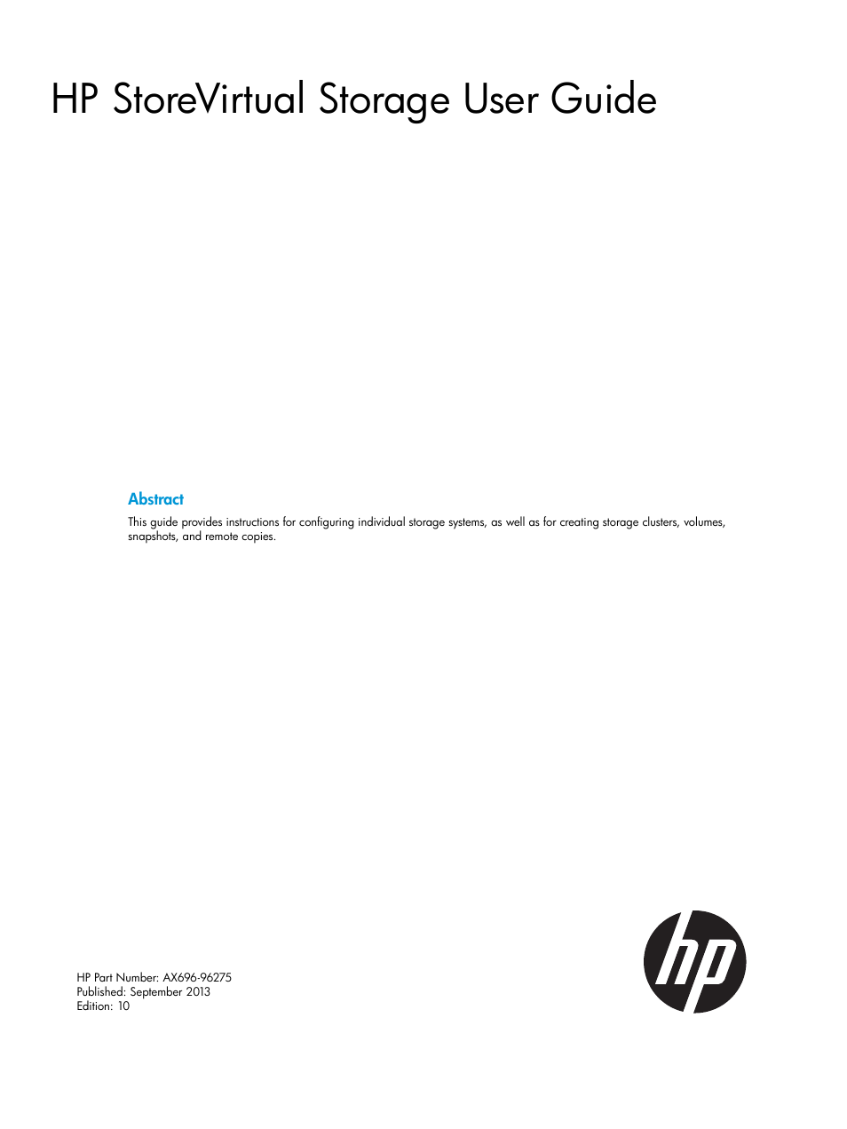 HP LeftHand P4000 SAN Solutions User Manual | 290 pages
