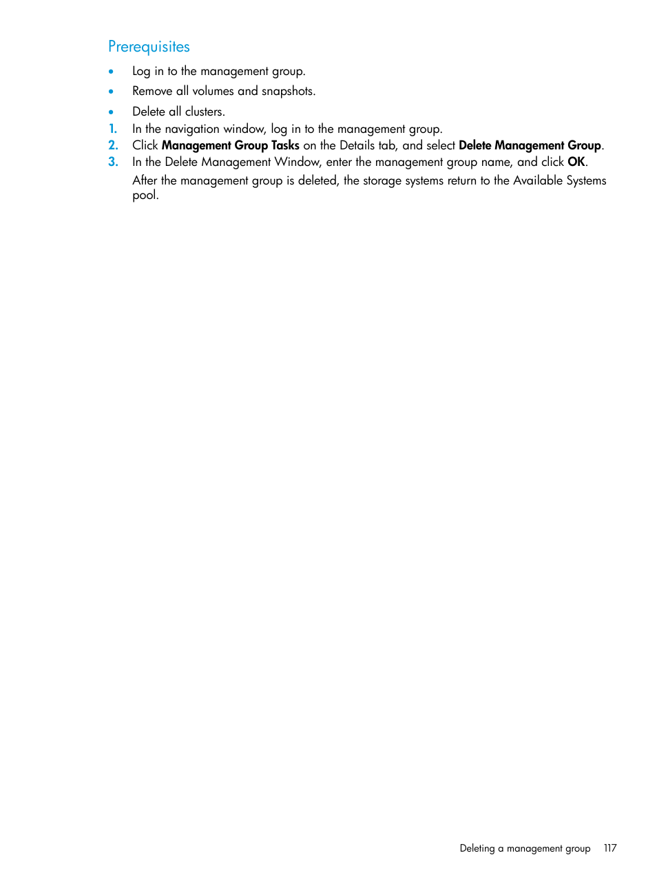 Prerequisites | HP LeftHand P4000 SAN Solutions User Manual | Page 117 / 290