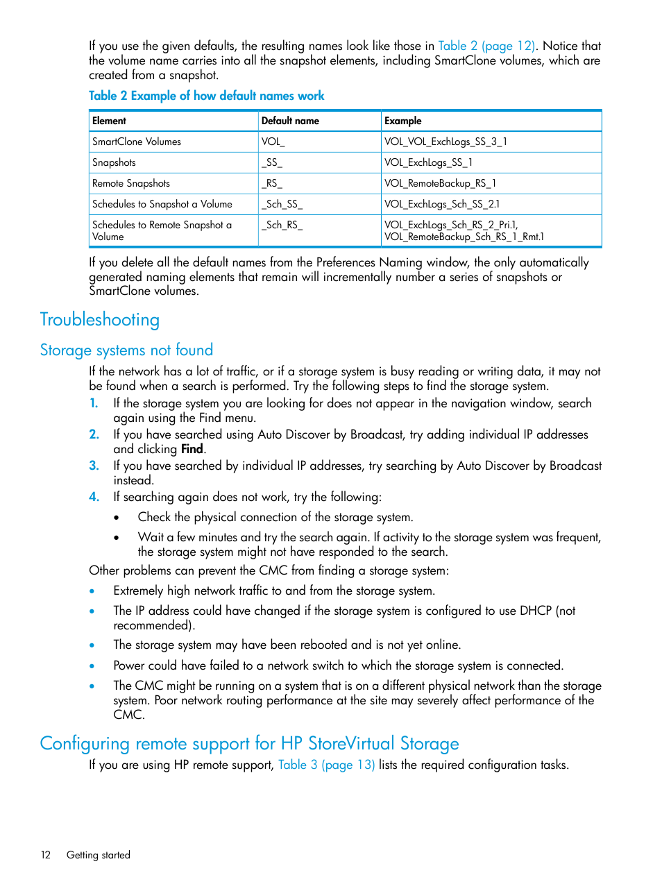 Troubleshooting, Storage systems not found | HP LeftHand P4000 SAN Solutions User Manual | Page 12 / 290