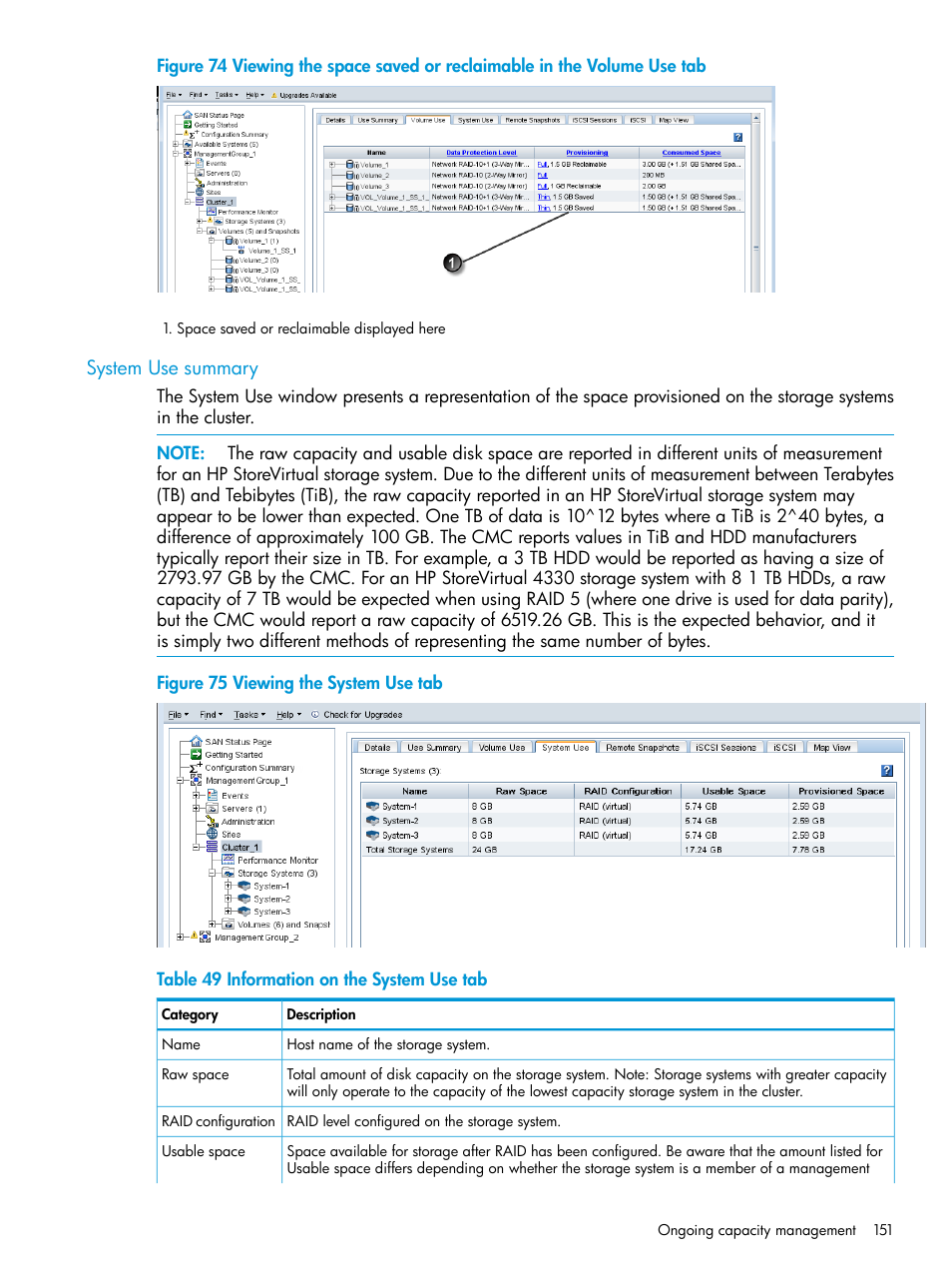 System use summary | HP LeftHand P4000 SAN Solutions User Manual | Page 151 / 290