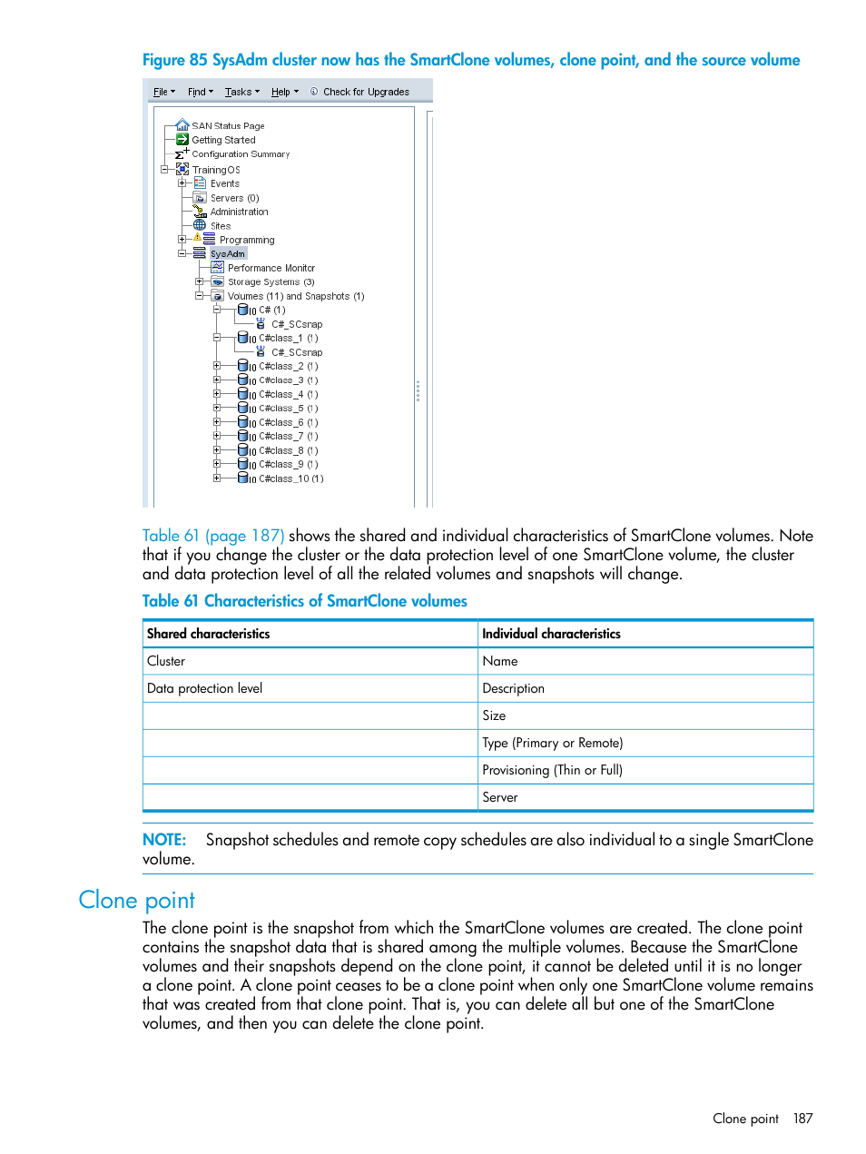 Clone point | HP LeftHand P4000 SAN Solutions User Manual | Page 187 / 290