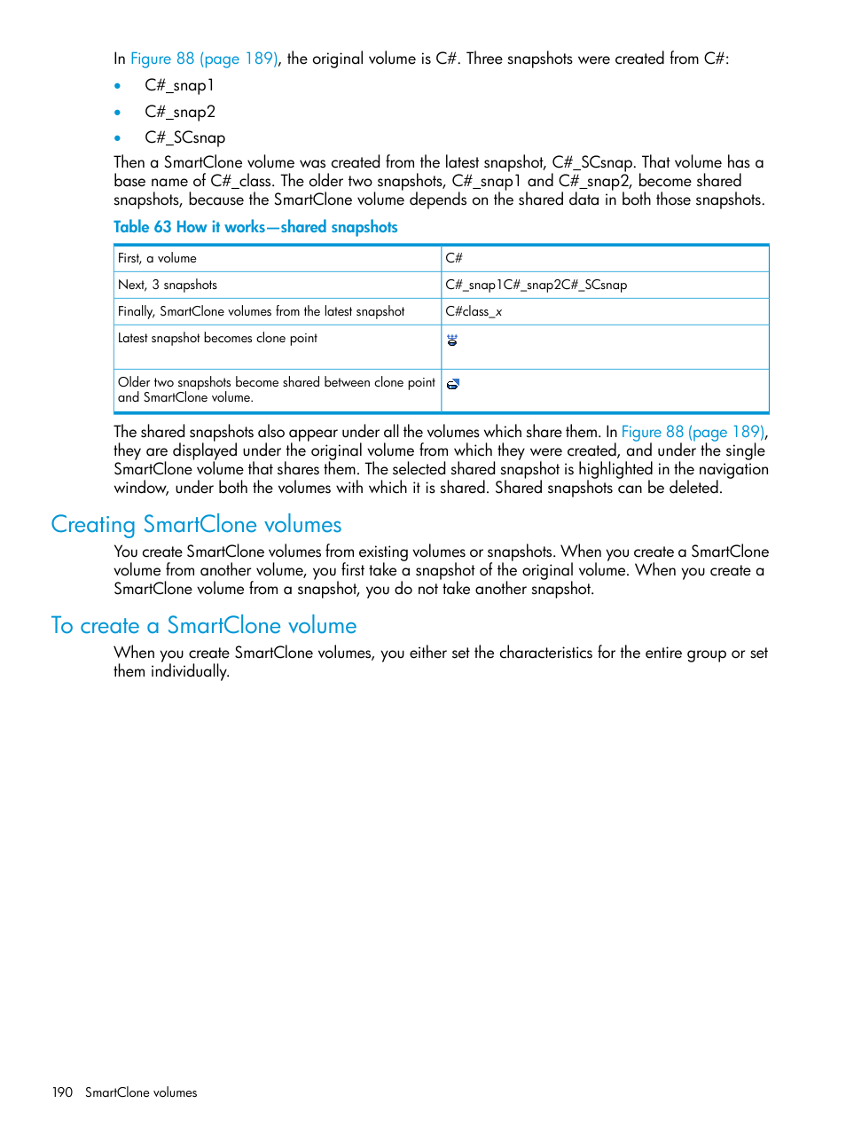 Creating smartclone volumes, To create a smartclone volume | HP LeftHand P4000 SAN Solutions User Manual | Page 190 / 290
