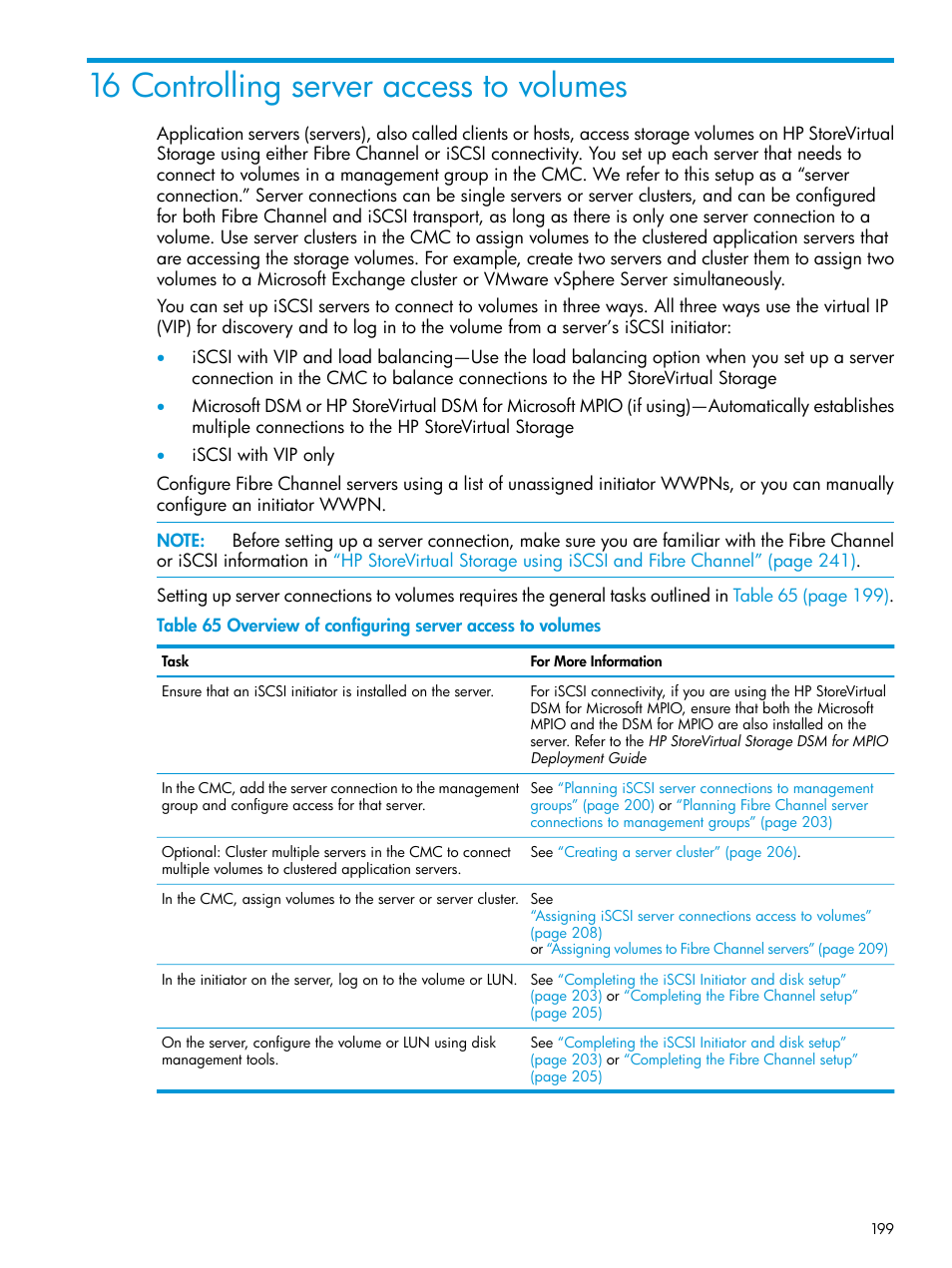 16 controlling server access to volumes, Controlling server | HP LeftHand P4000 SAN Solutions User Manual | Page 199 / 290