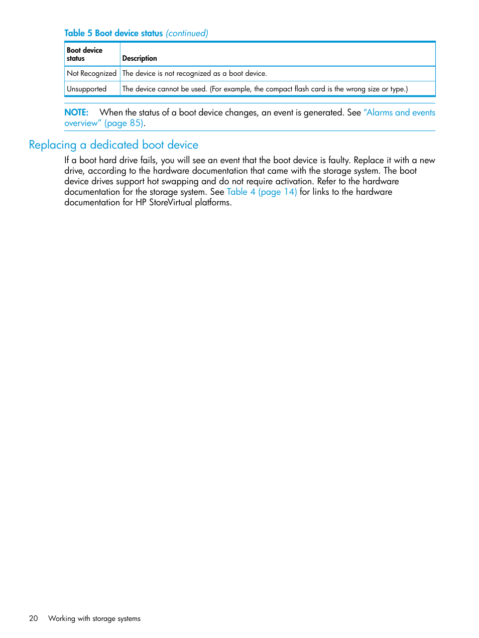 Replacing a dedicated boot device | HP LeftHand P4000 SAN Solutions User Manual | Page 20 / 290