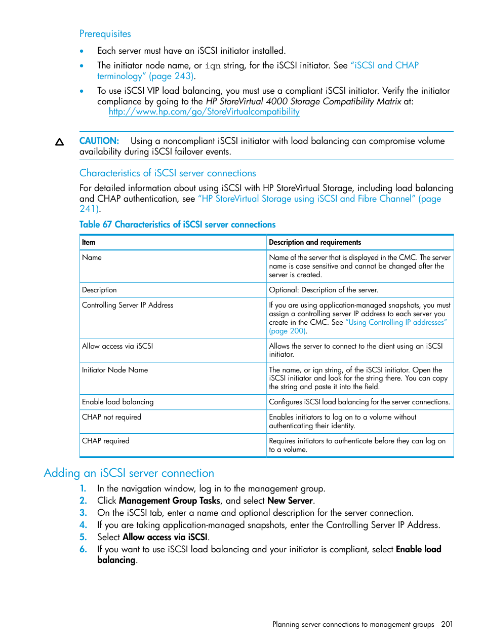 Adding an iscsi server connection | HP LeftHand P4000 SAN Solutions User Manual | Page 201 / 290