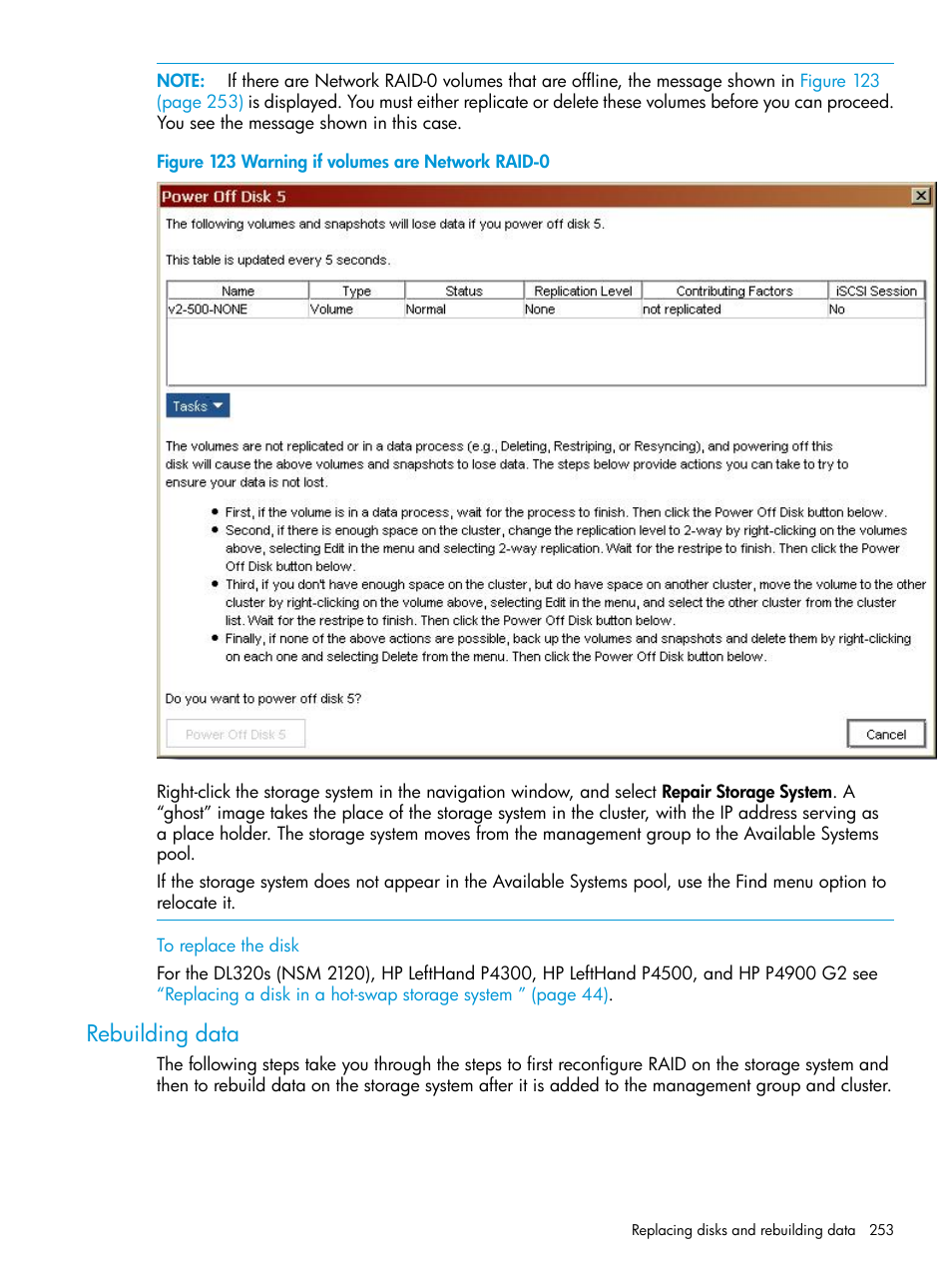 Rebuilding data | HP LeftHand P4000 SAN Solutions User Manual | Page 253 / 290