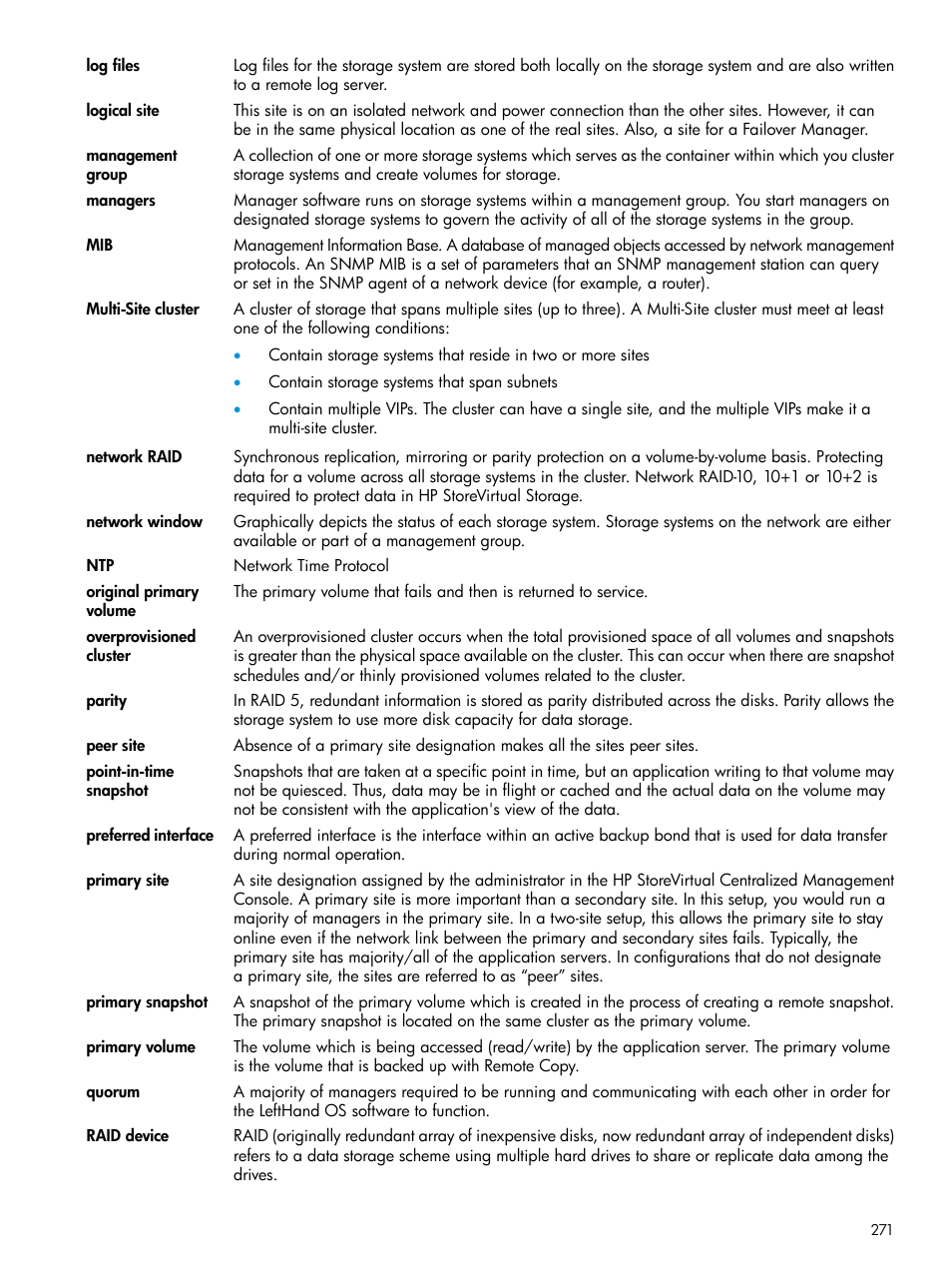 HP LeftHand P4000 SAN Solutions User Manual | Page 271 / 290