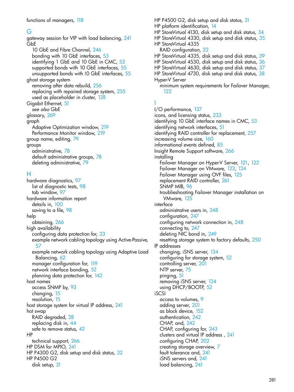 HP LeftHand P4000 SAN Solutions User Manual | Page 281 / 290