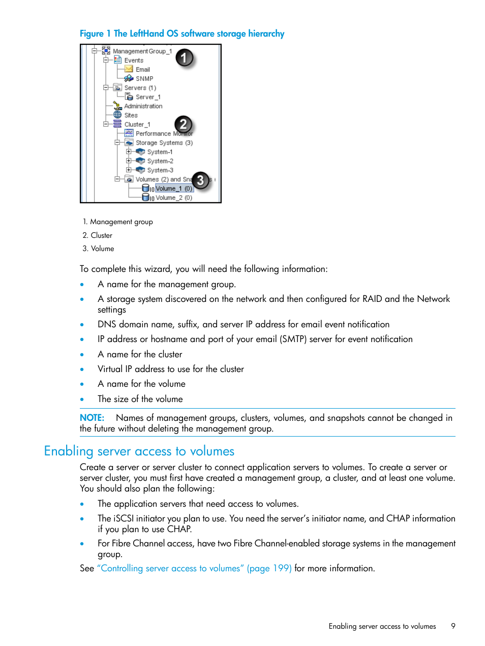 Enabling server access to volumes | HP LeftHand P4000 SAN Solutions User Manual | Page 9 / 290