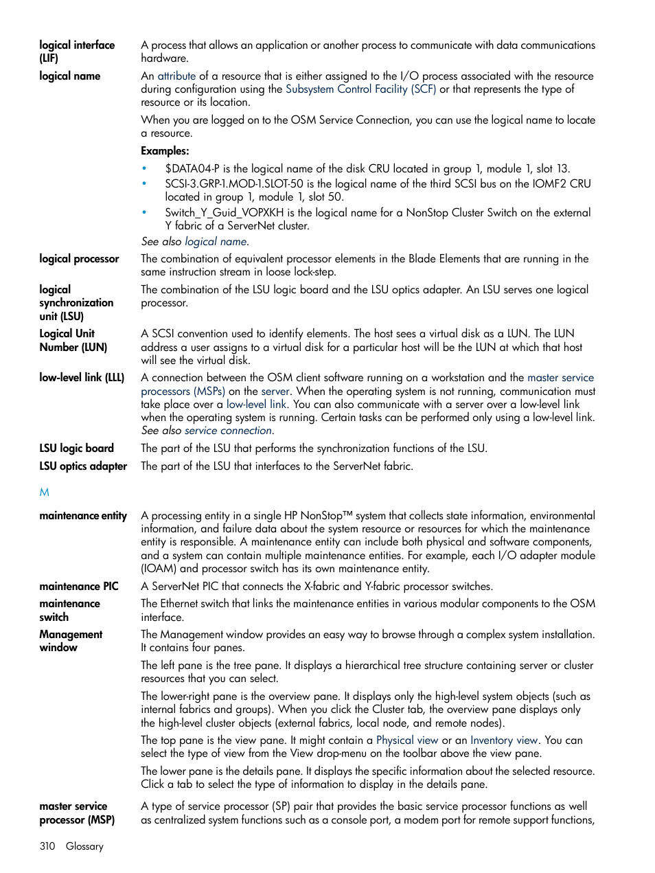 Low-level link, Management window | HP Integrity NonStop J-Series User Manual | Page 310 / 328