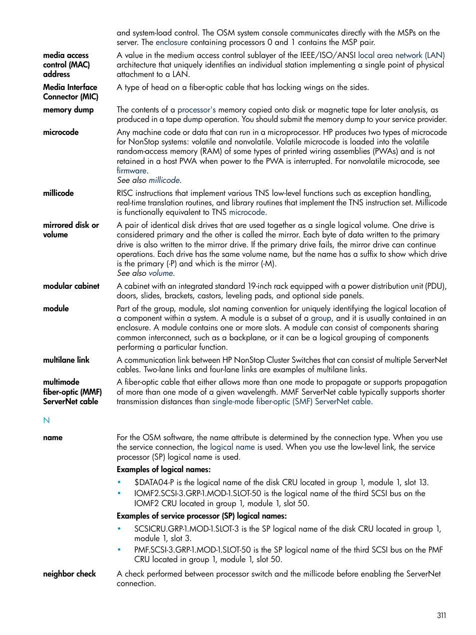 Modular, Cabinet, Module | HP Integrity NonStop J-Series User Manual | Page 311 / 328