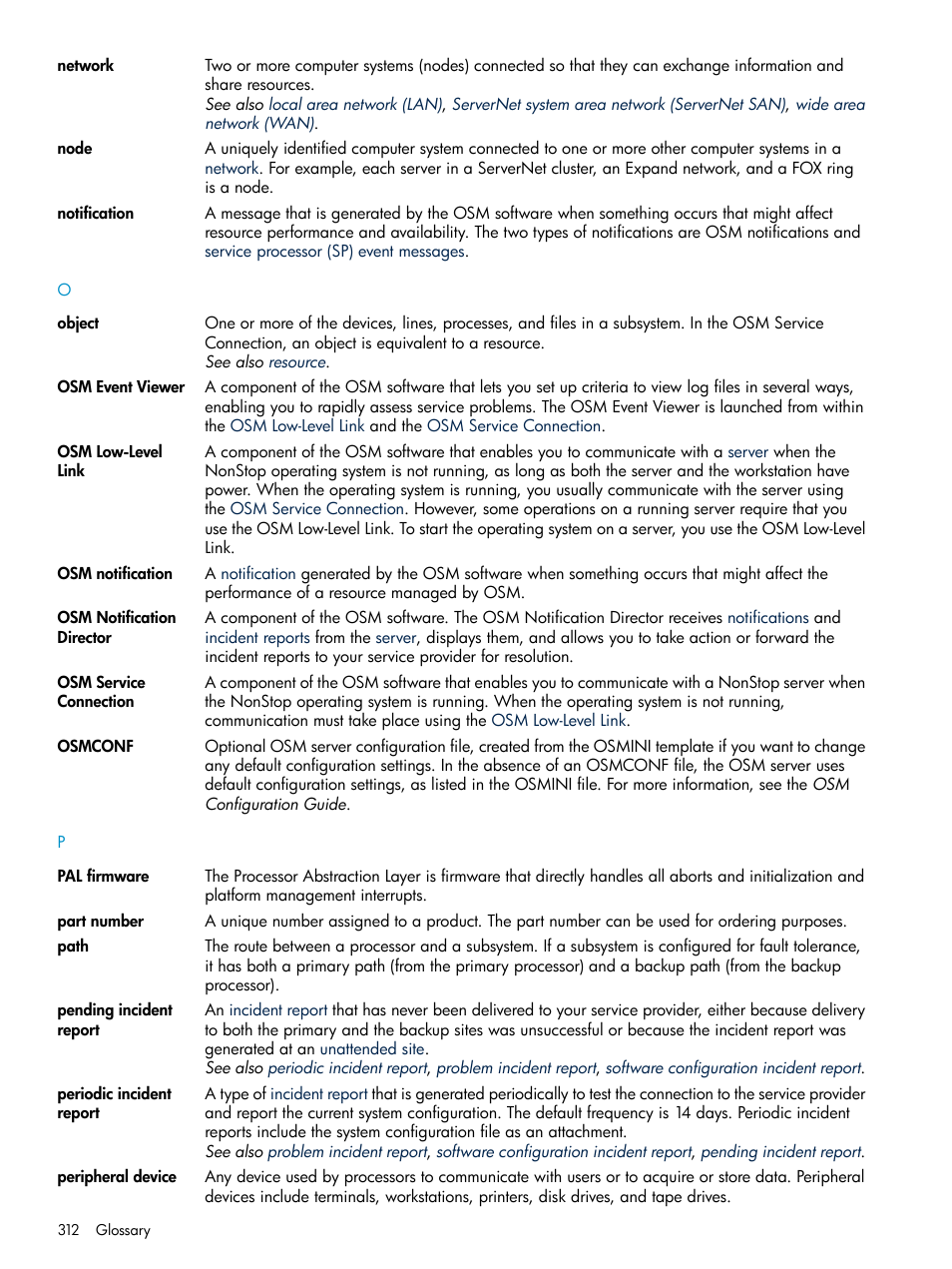 Network, Osm event viewer | HP Integrity NonStop J-Series User Manual | Page 312 / 328