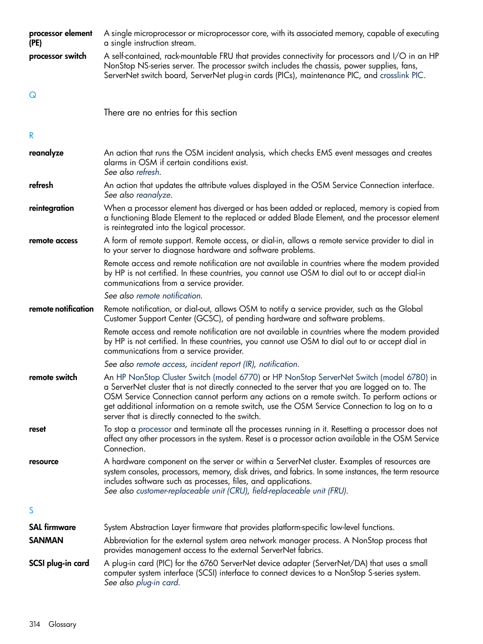 Refresh, Reanalyze, Sanman | Resource, Resources | HP Integrity NonStop J-Series User Manual | Page 314 / 328