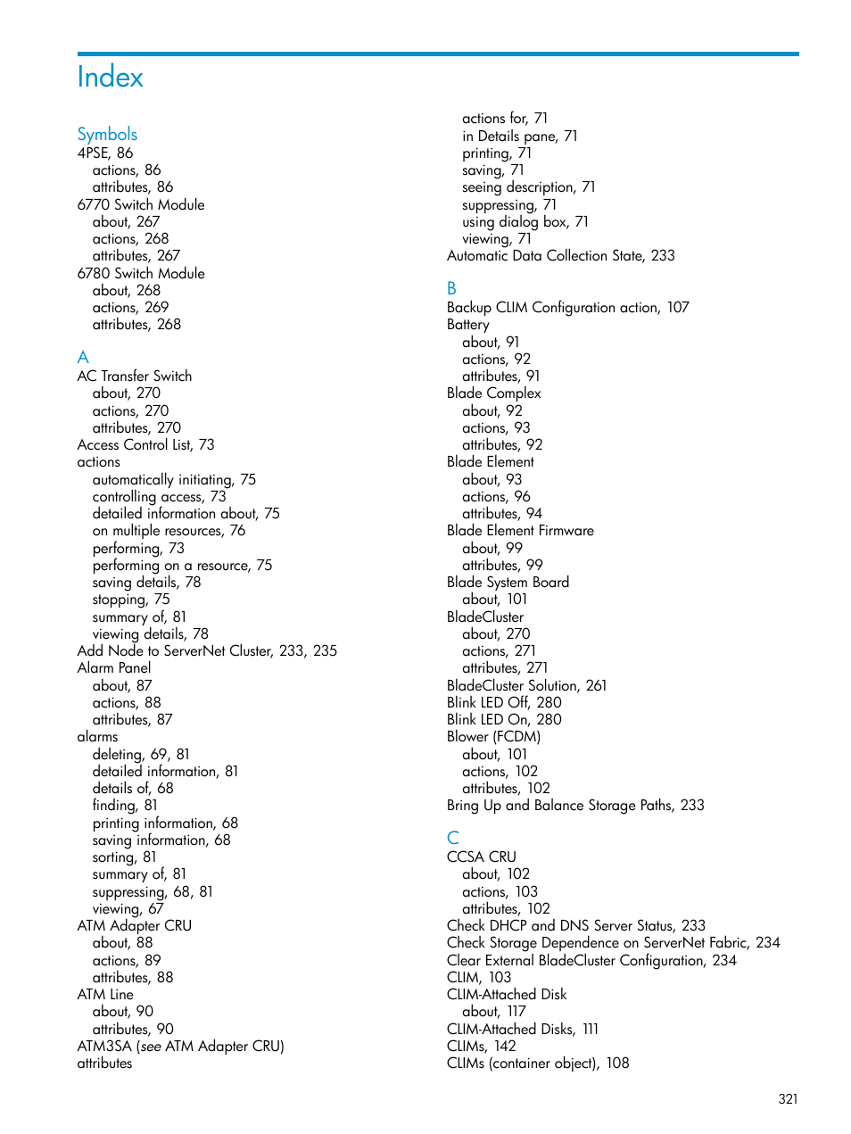 Index | HP Integrity NonStop J-Series User Manual | Page 321 / 328