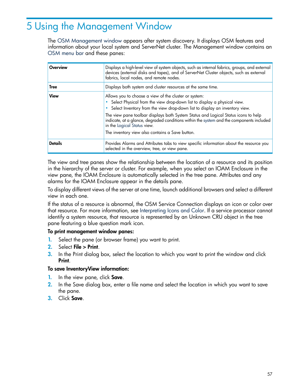 5 using the management window | HP Integrity NonStop J-Series User Manual | Page 57 / 328