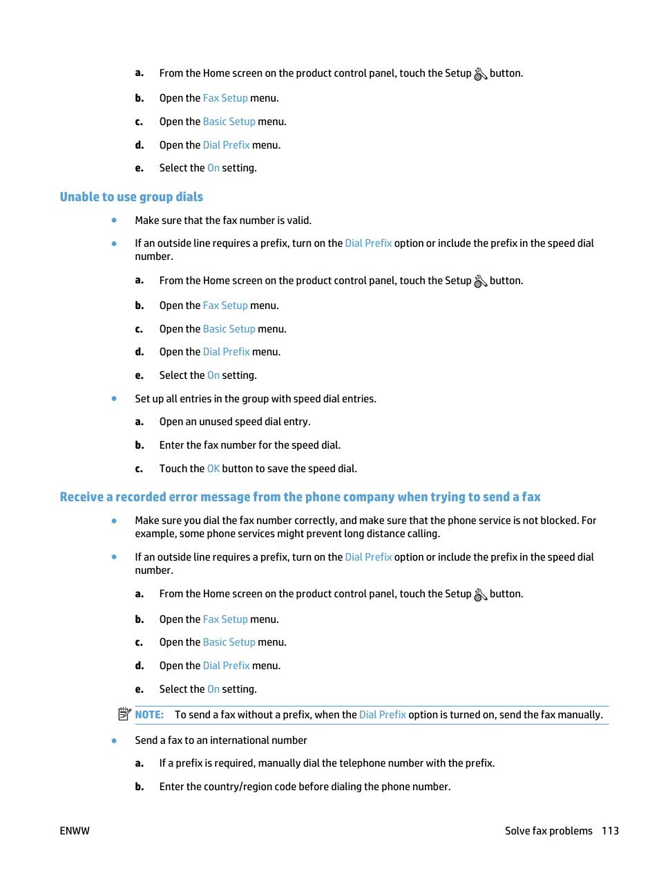 Unable to use group dials | HP LaserJet Pro 400 MFP M425 User Manual | Page 129 / 228