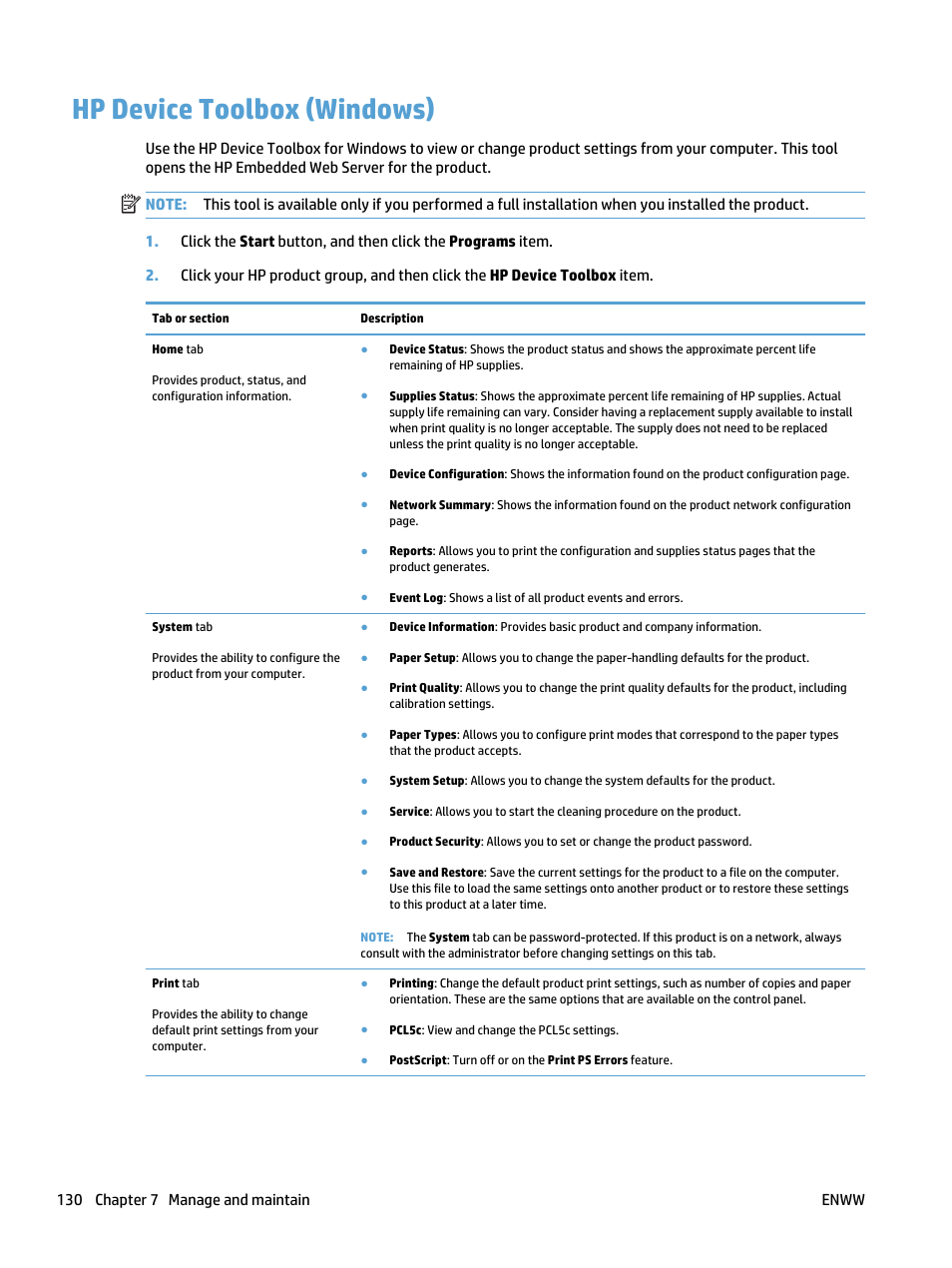 Hp device toolbox (windows) | HP LaserJet Pro 400 MFP M425 User Manual | Page 146 / 228