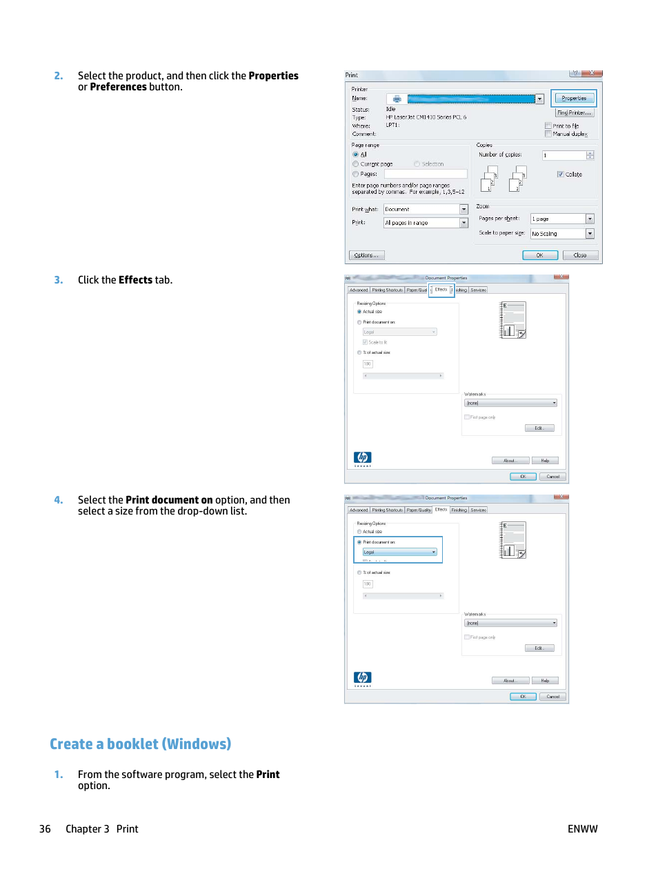 Create a booklet (windows) | HP LaserJet Pro 400 MFP M425 User Manual | Page 52 / 228