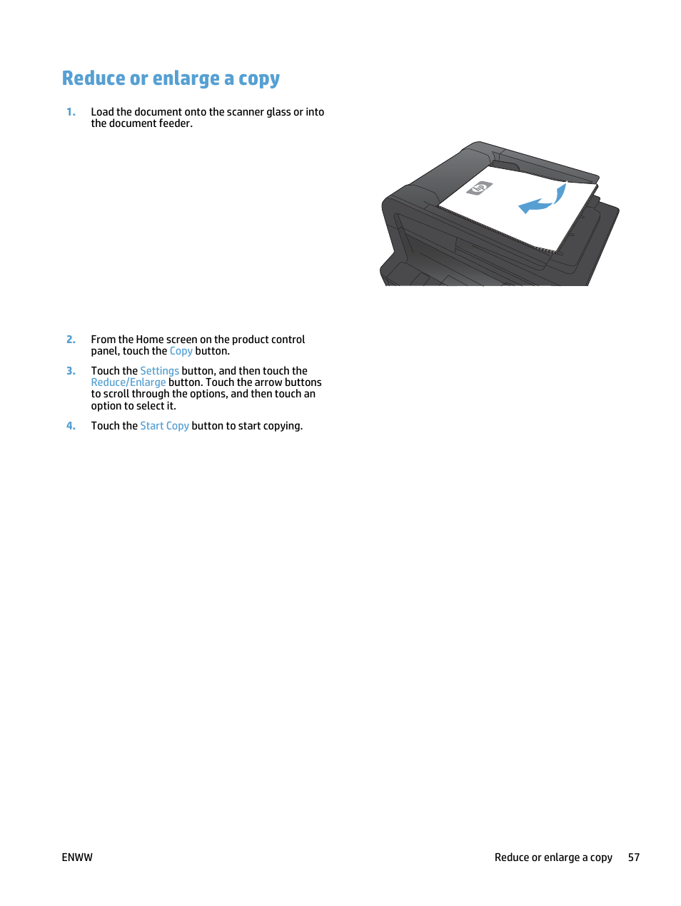 Reduce or enlarge a copy | HP LaserJet Pro 400 MFP M425 User Manual | Page 73 / 228