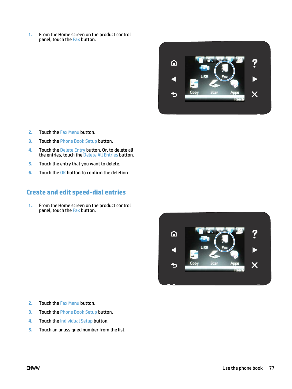 Create and edit speed-dial entries | HP LaserJet Pro 400 MFP M425 User Manual | Page 93 / 228