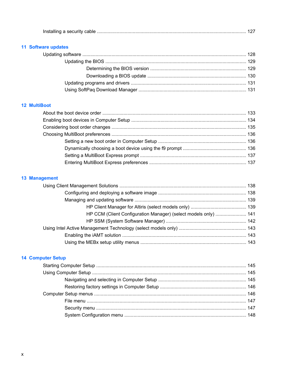 HP EliteBook 2540p Notebook PC User Manual | Page 10 / 173
