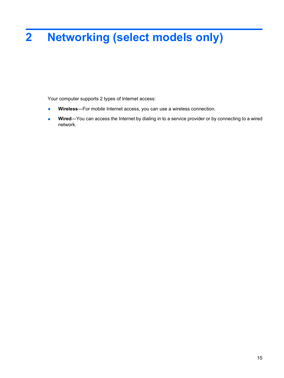 Networking (select models only), 2 networking (select models only), 2networking (select models only) | HP EliteBook 2540p Notebook PC User Manual | Page 27 / 173