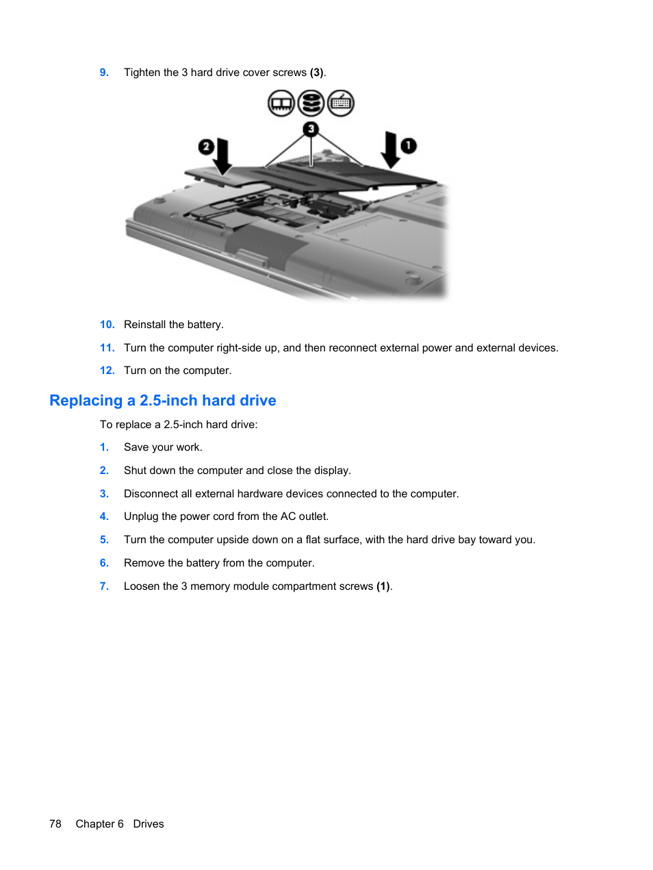 Replacing a 2.5-inch hard drive | HP EliteBook 2540p Notebook PC User Manual | Page 90 / 173