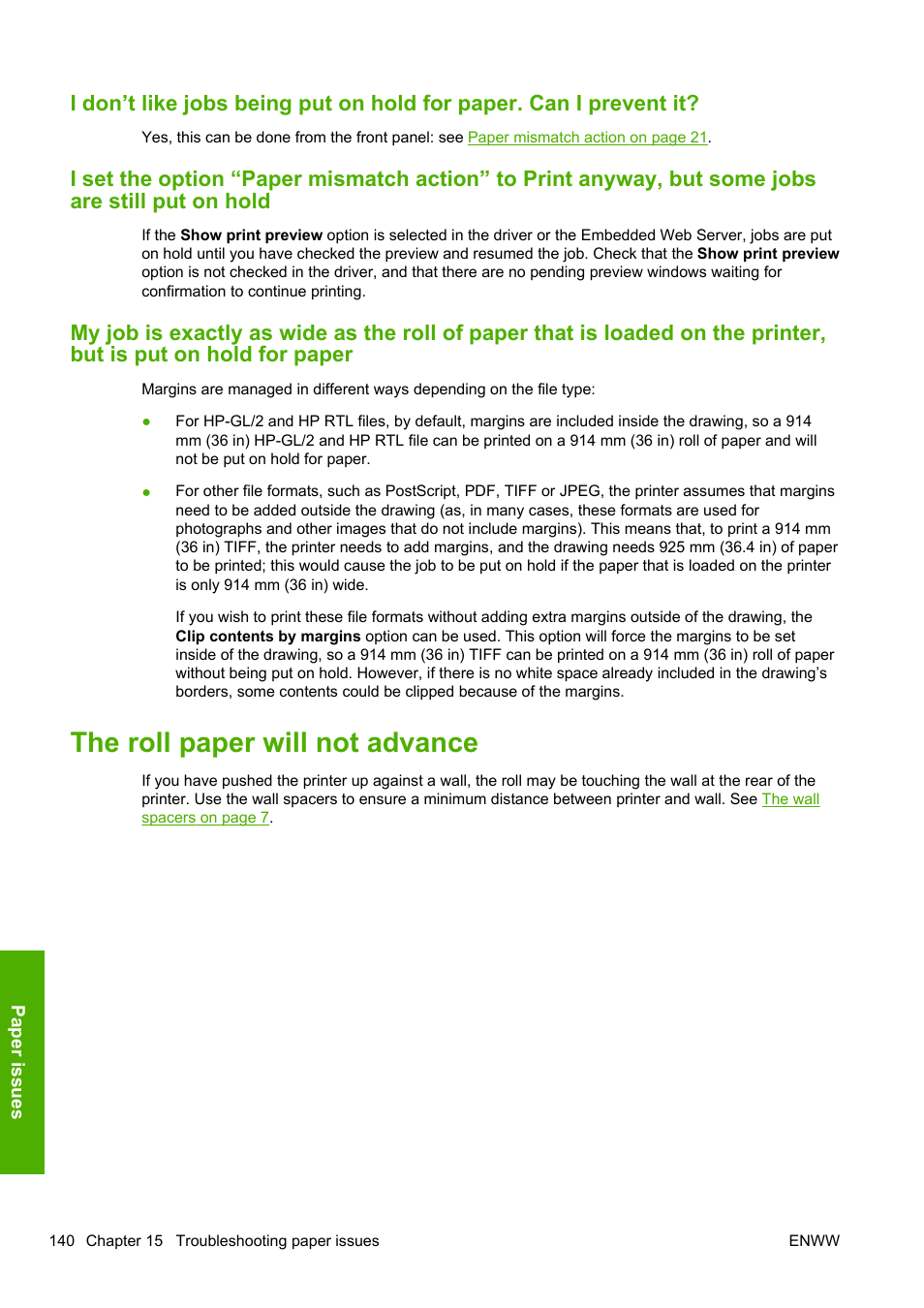 The roll paper will not advance | HP Designjet T1200 Printer series User Manual | Page 148 / 200