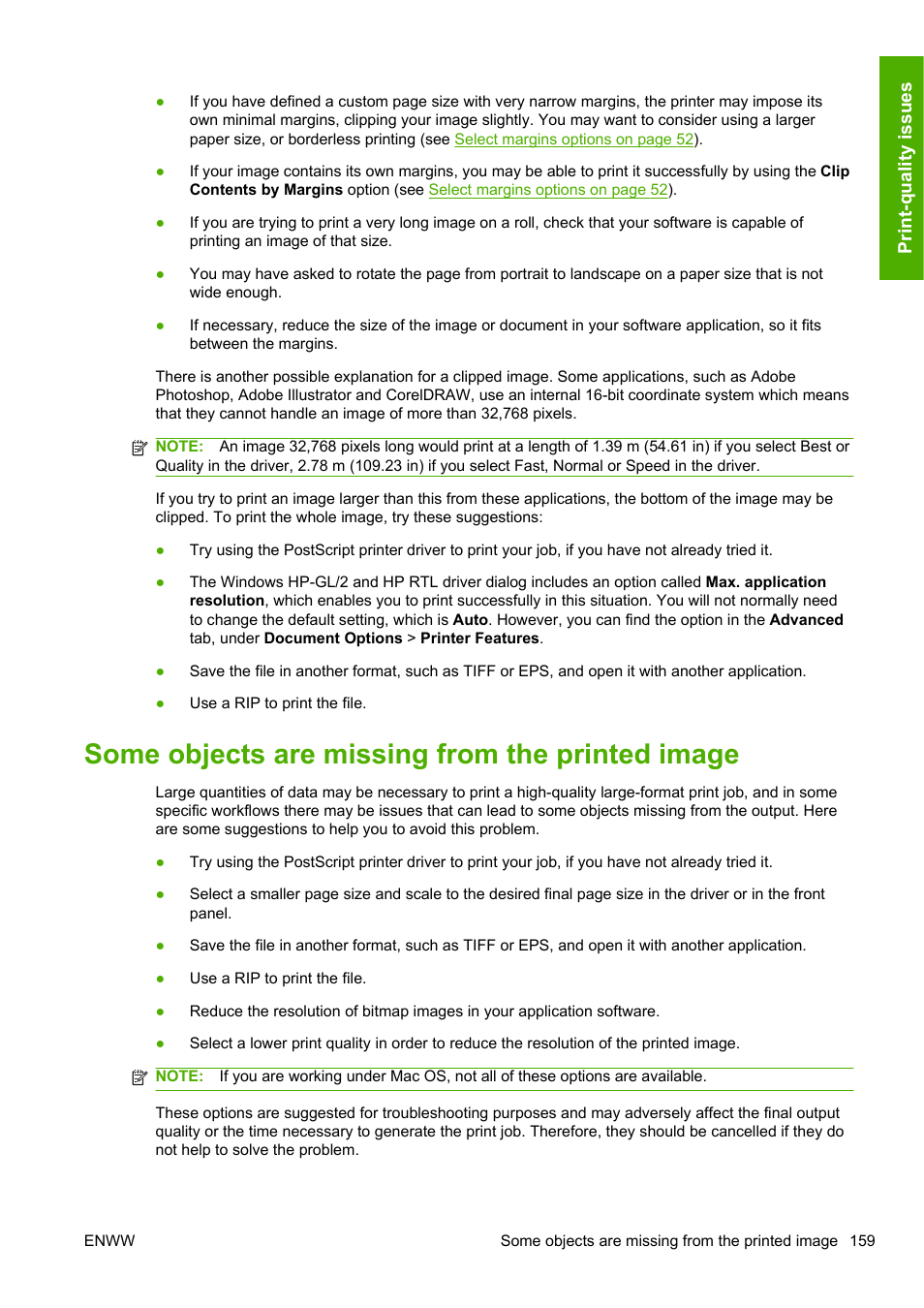 Some objects are missing from the printed image | HP Designjet T1200 Printer series User Manual | Page 167 / 200