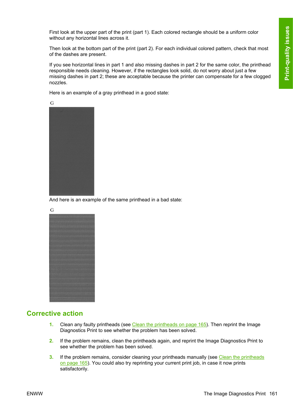 Corrective action | HP Designjet T1200 Printer series User Manual | Page 169 / 200