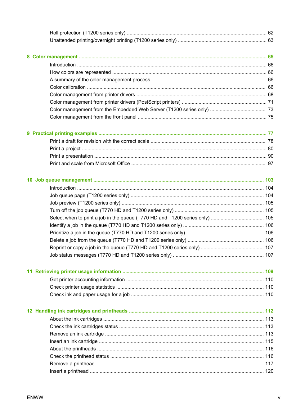 HP Designjet T1200 Printer series User Manual | Page 5 / 200