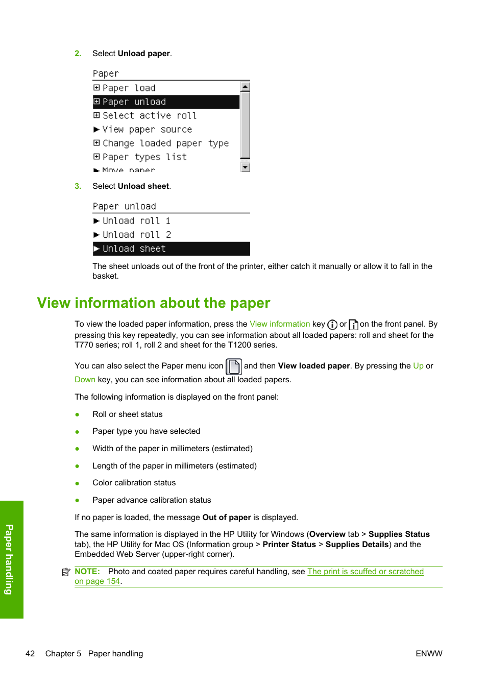 View information about the paper, View | HP Designjet T1200 Printer series User Manual | Page 50 / 200