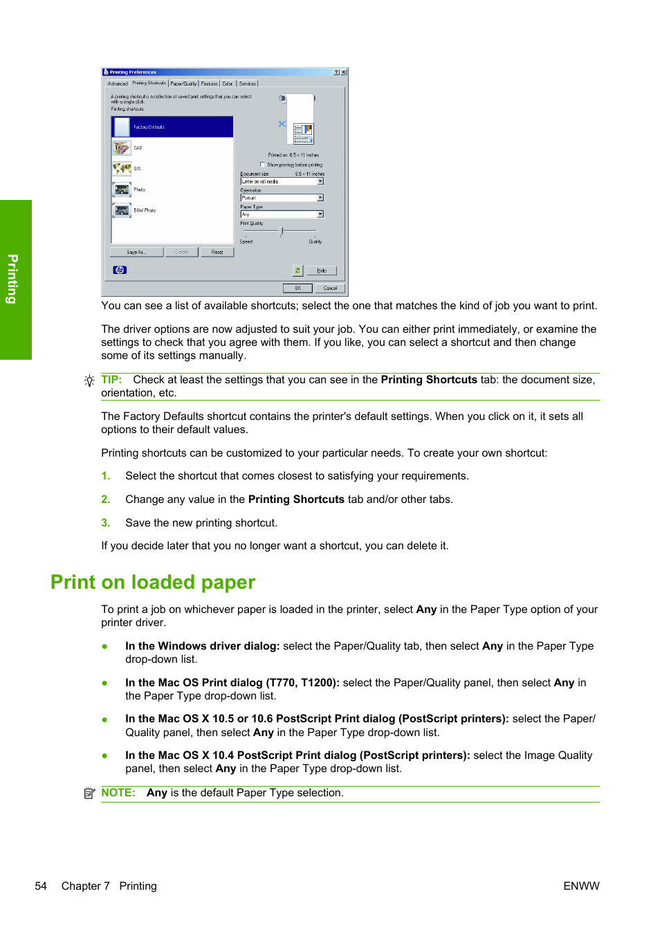 Print on loaded paper | HP Designjet T1200 Printer series User Manual | Page 62 / 200