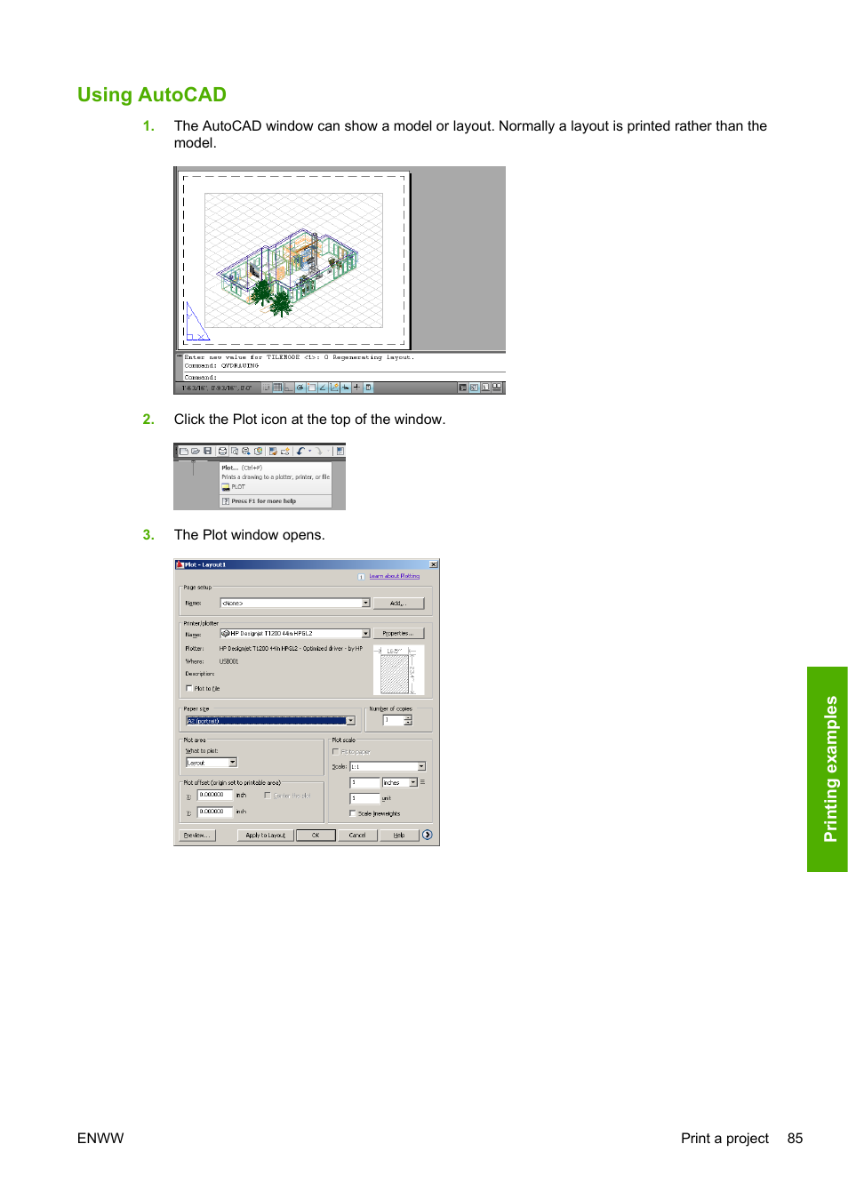 Using autocad | HP Designjet T1200 Printer series User Manual | Page 93 / 200