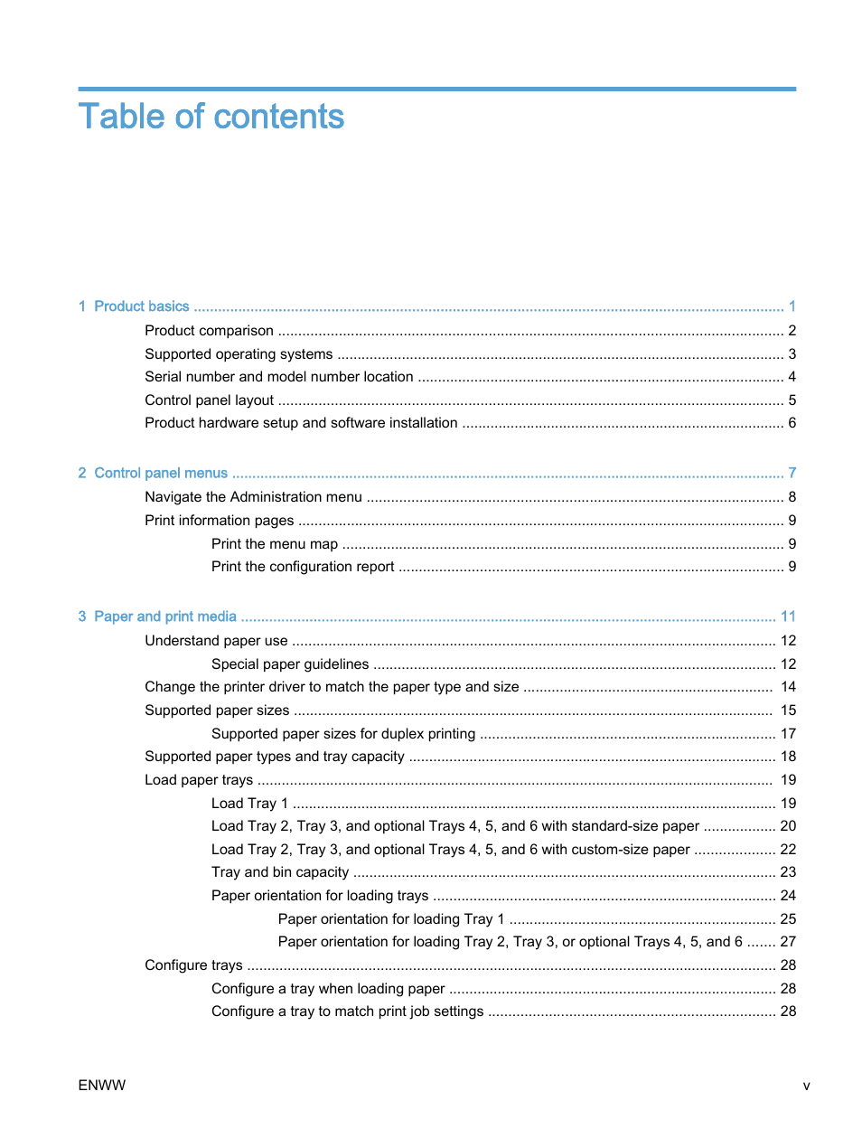 HP Color LaserJet Enterprise M750 Printer series User Manual | Page 7 / 134