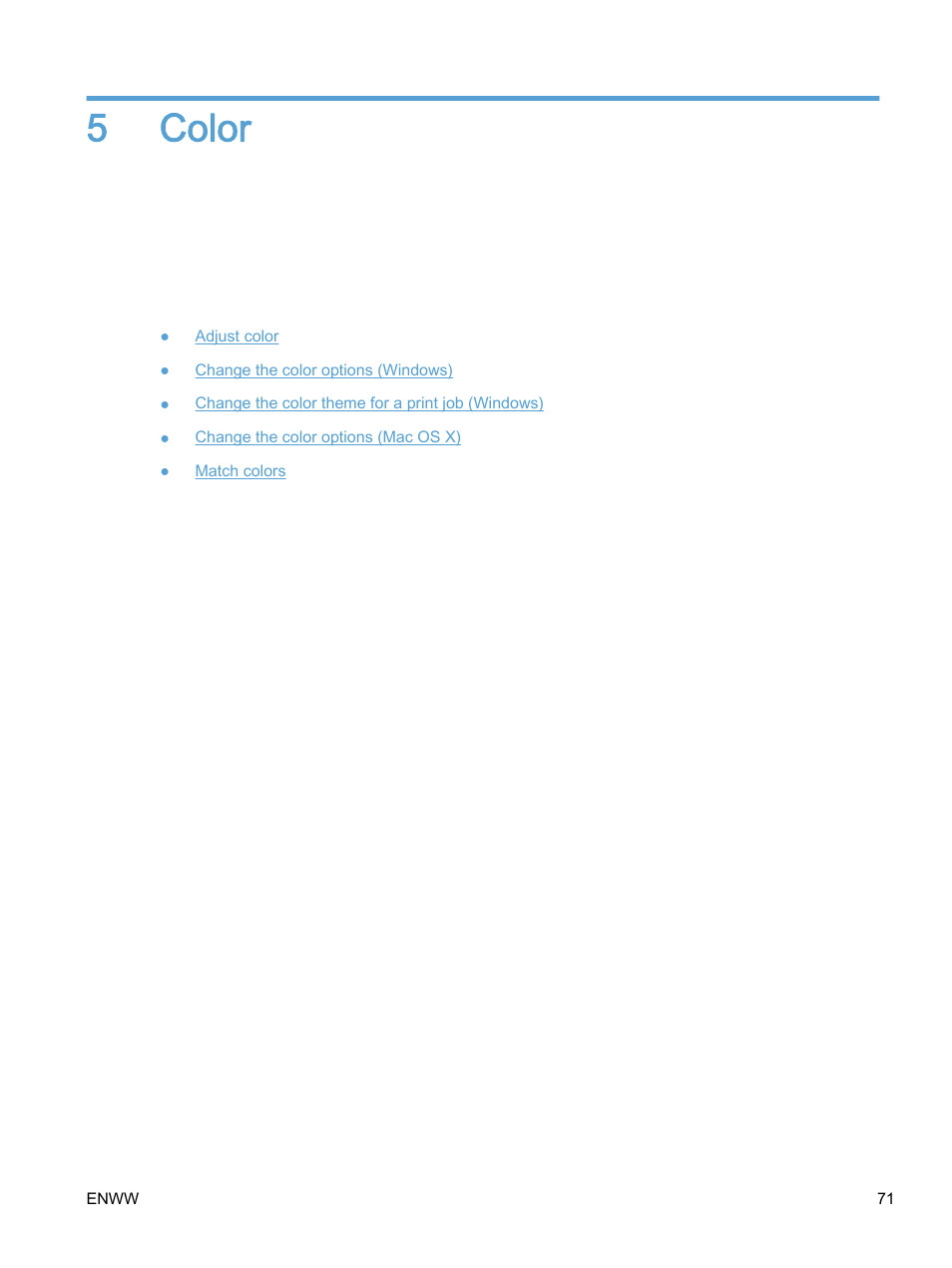Color, 5 color, 5color | HP Color LaserJet Enterprise M750 Printer series User Manual | Page 81 / 134