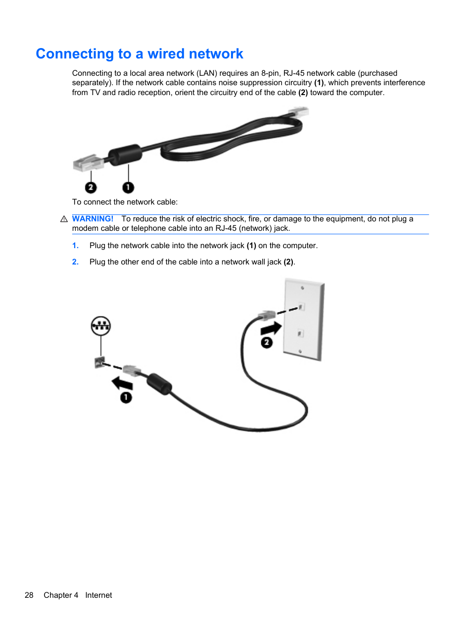 Connecting to a wired network | HP Mini 2102 User Manual | Page 36 / 88