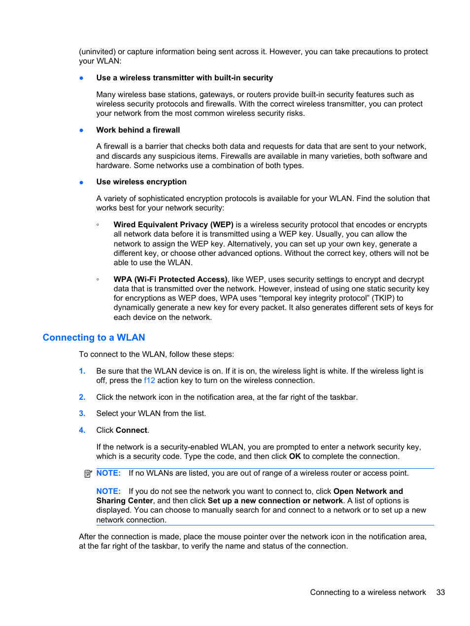 Connecting to a wlan | HP Mini 2102 User Manual | Page 41 / 88