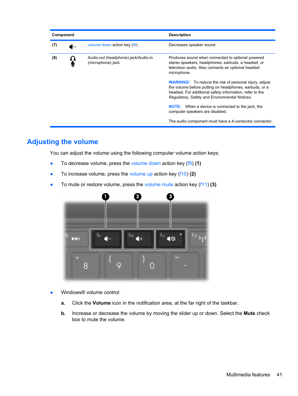 Adjusting the volume | HP Mini 2102 User Manual | Page 49 / 88