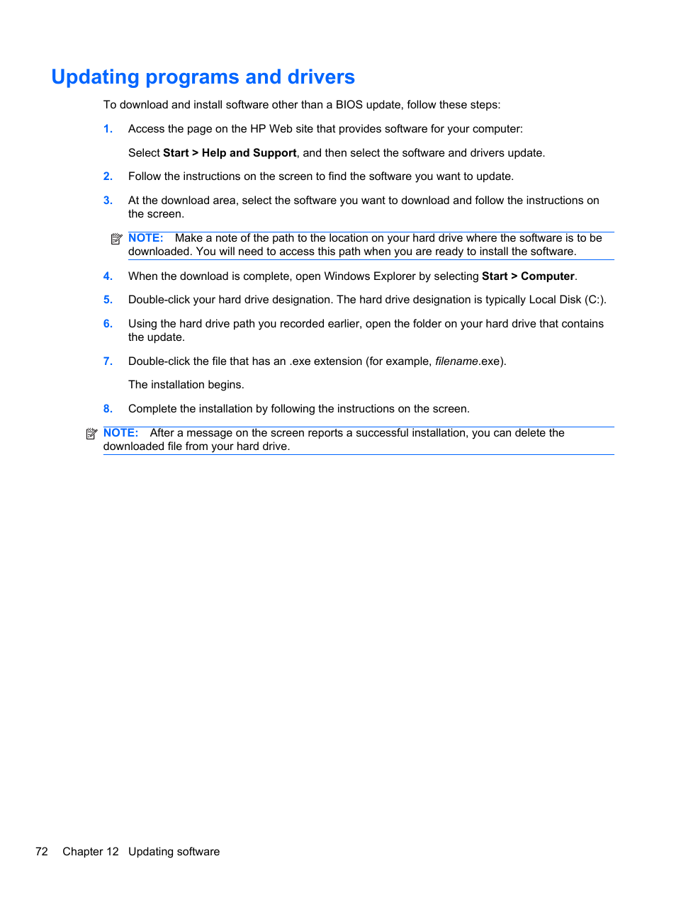 Updating programs and drivers | HP Mini 2102 User Manual | Page 80 / 88