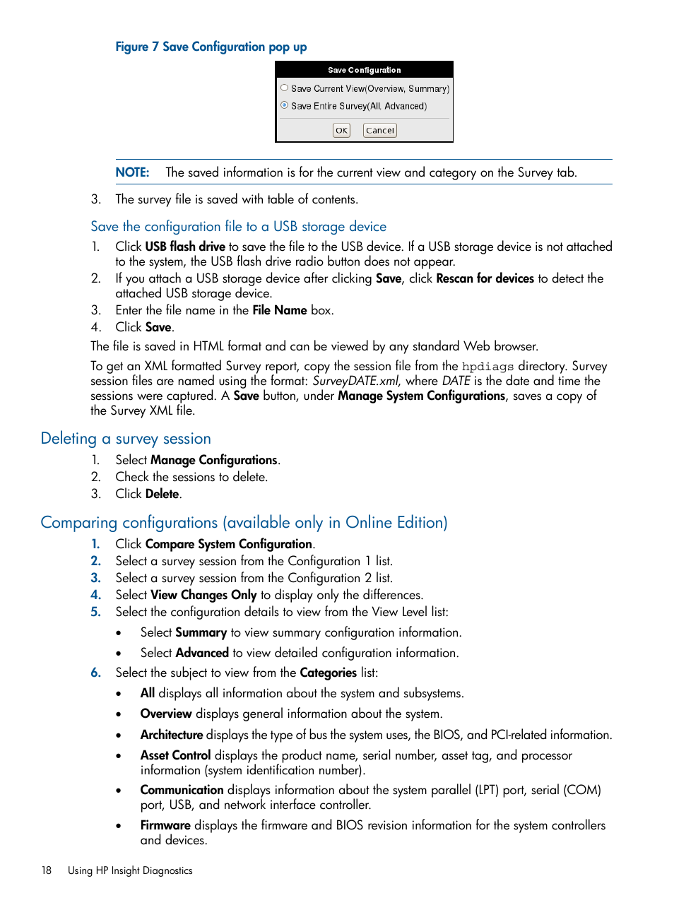 Deleting a survey session | HP Insight Diagnostics Software User Manual | Page 18 / 43