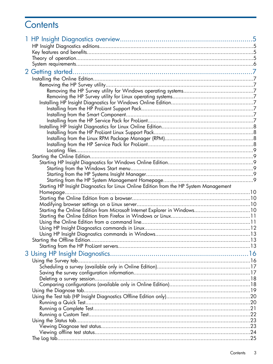 HP Insight Diagnostics Software User Manual | Page 3 / 43