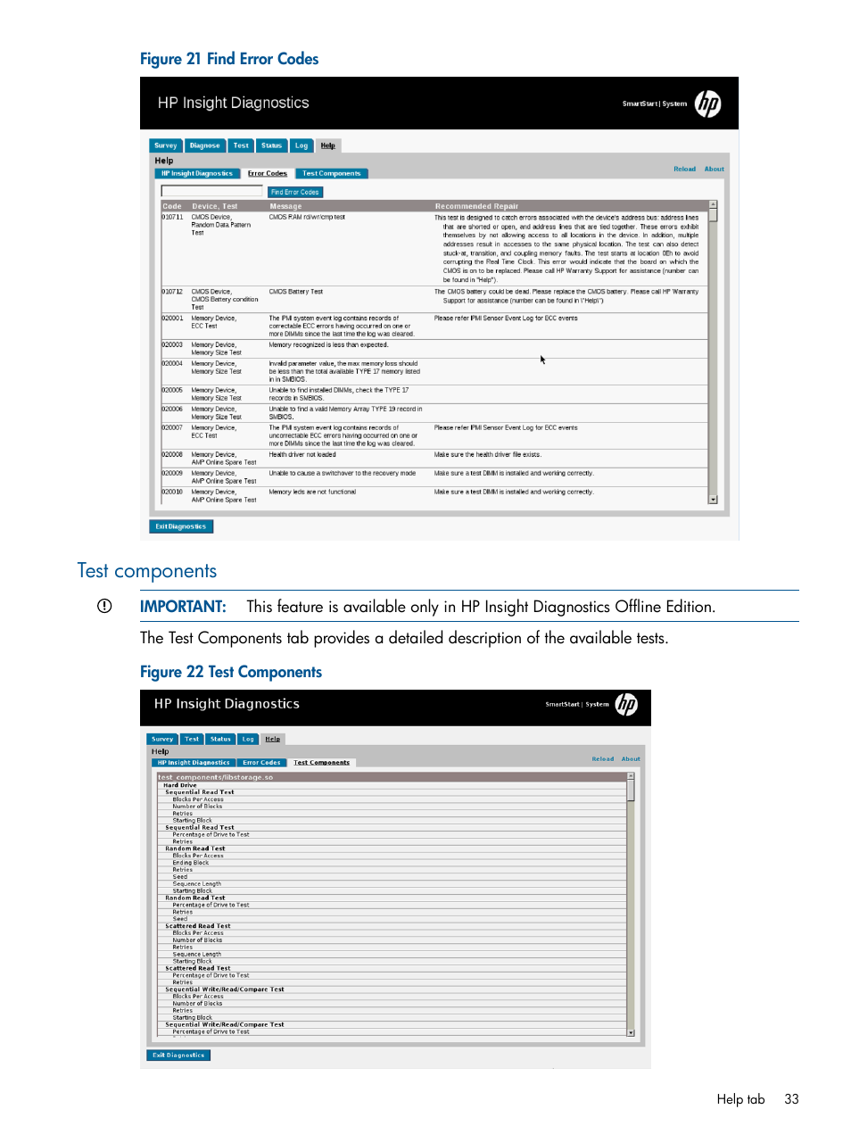 Test components | HP Insight Diagnostics Software User Manual | Page 33 / 43