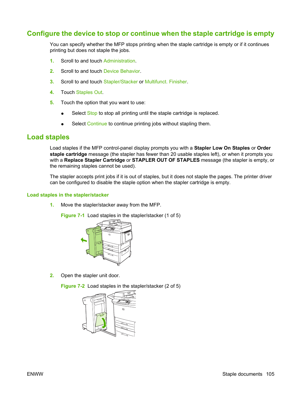 Load staples | HP LaserJet M9040M9050 Multifunction Printer series User Manual | Page 119 / 288