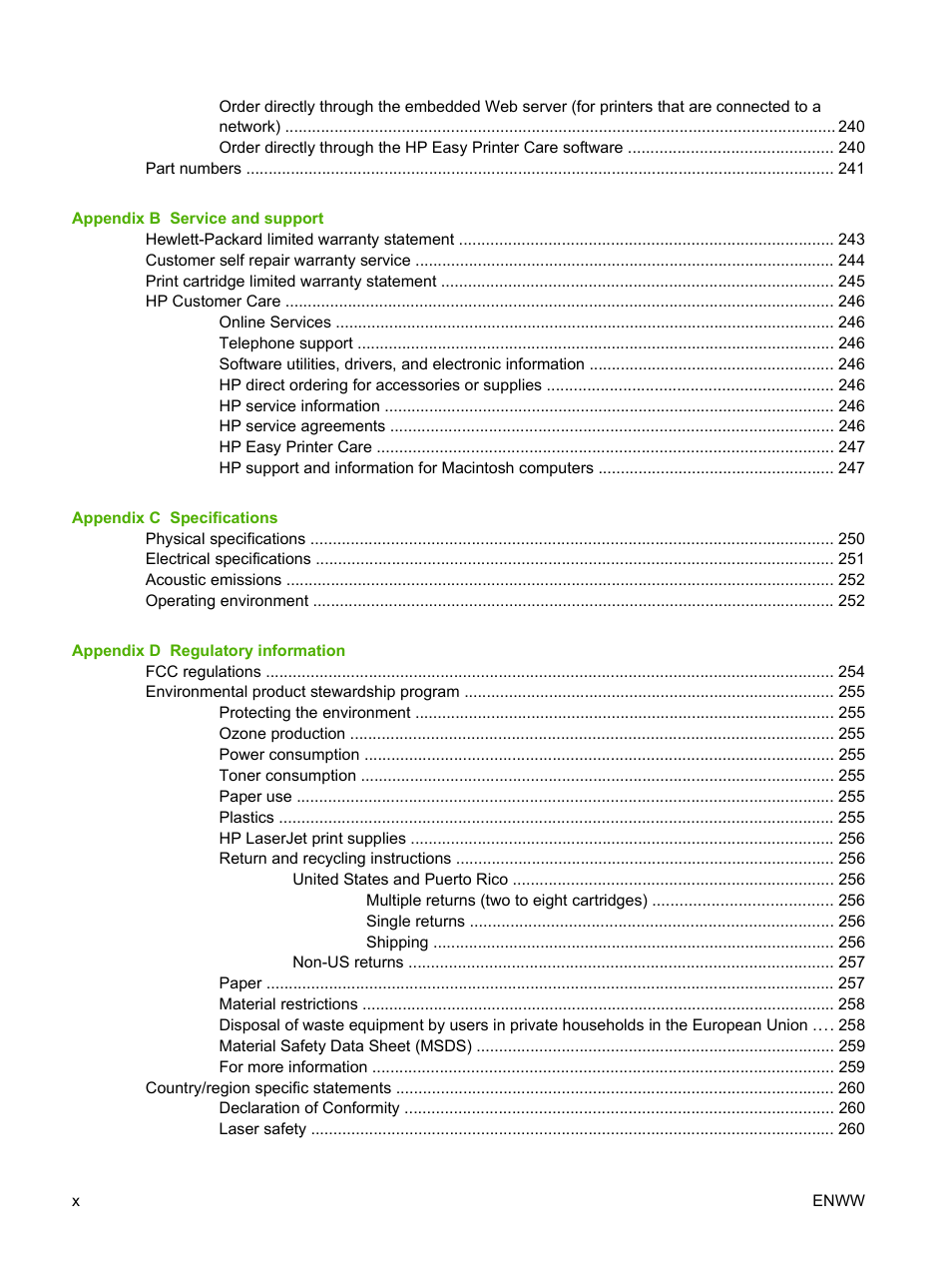 HP LaserJet M9040M9050 Multifunction Printer series User Manual | Page 12 / 288
