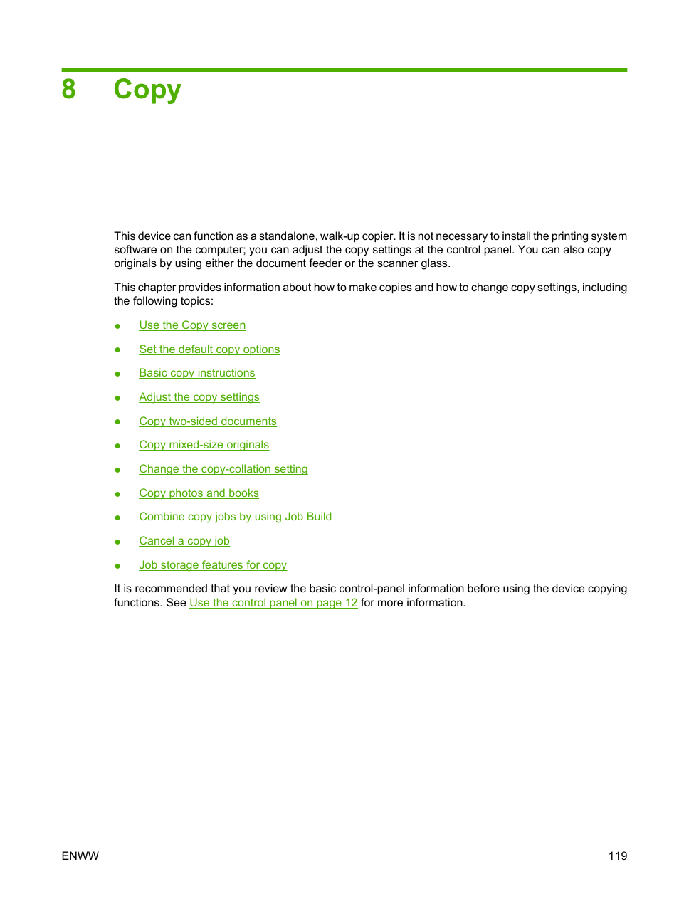 Copy, 8 copy, 8copy | HP LaserJet M9040M9050 Multifunction Printer series User Manual | Page 133 / 288