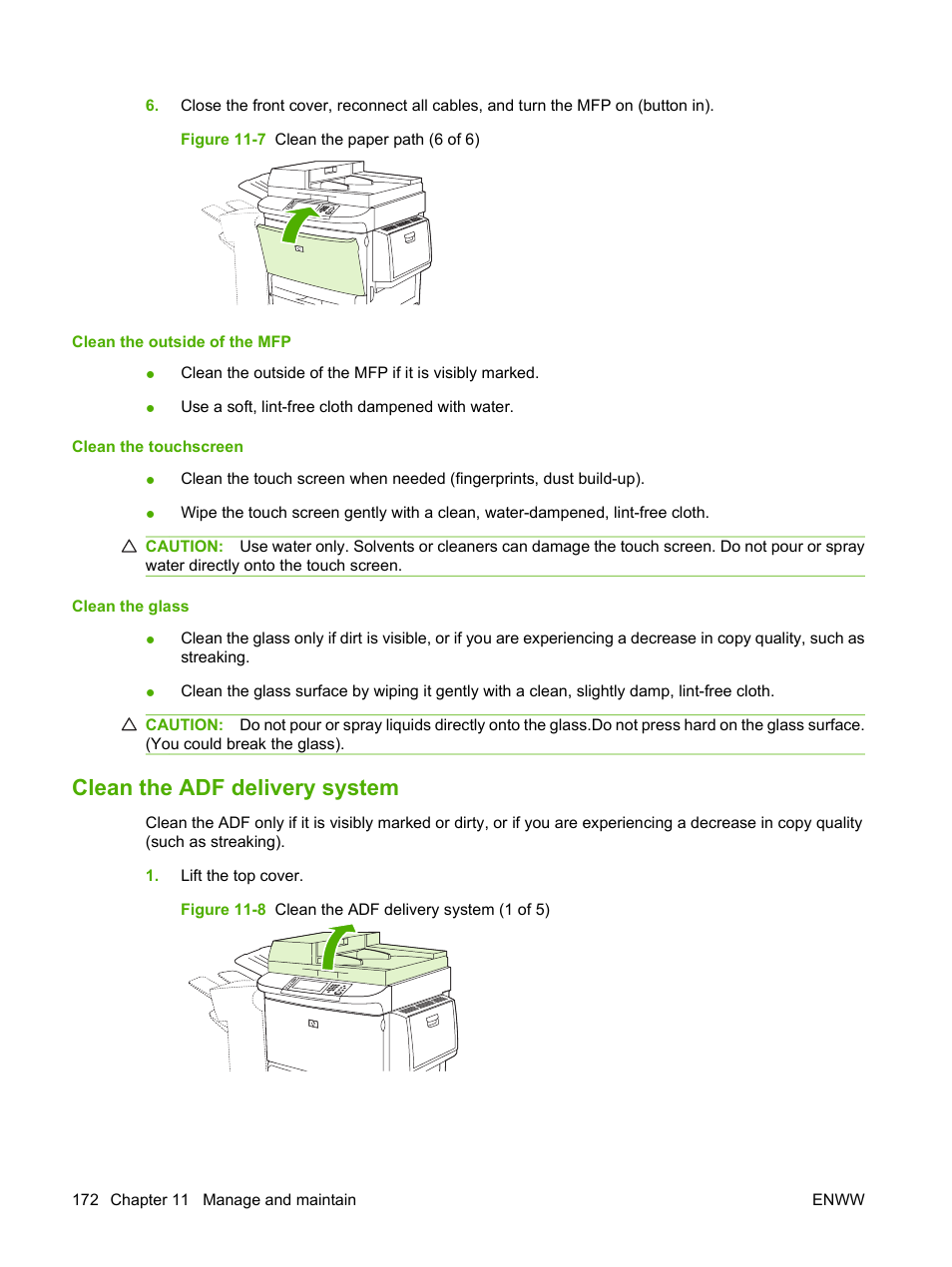 Clean the adf delivery system | HP LaserJet M9040M9050 Multifunction Printer series User Manual | Page 186 / 288