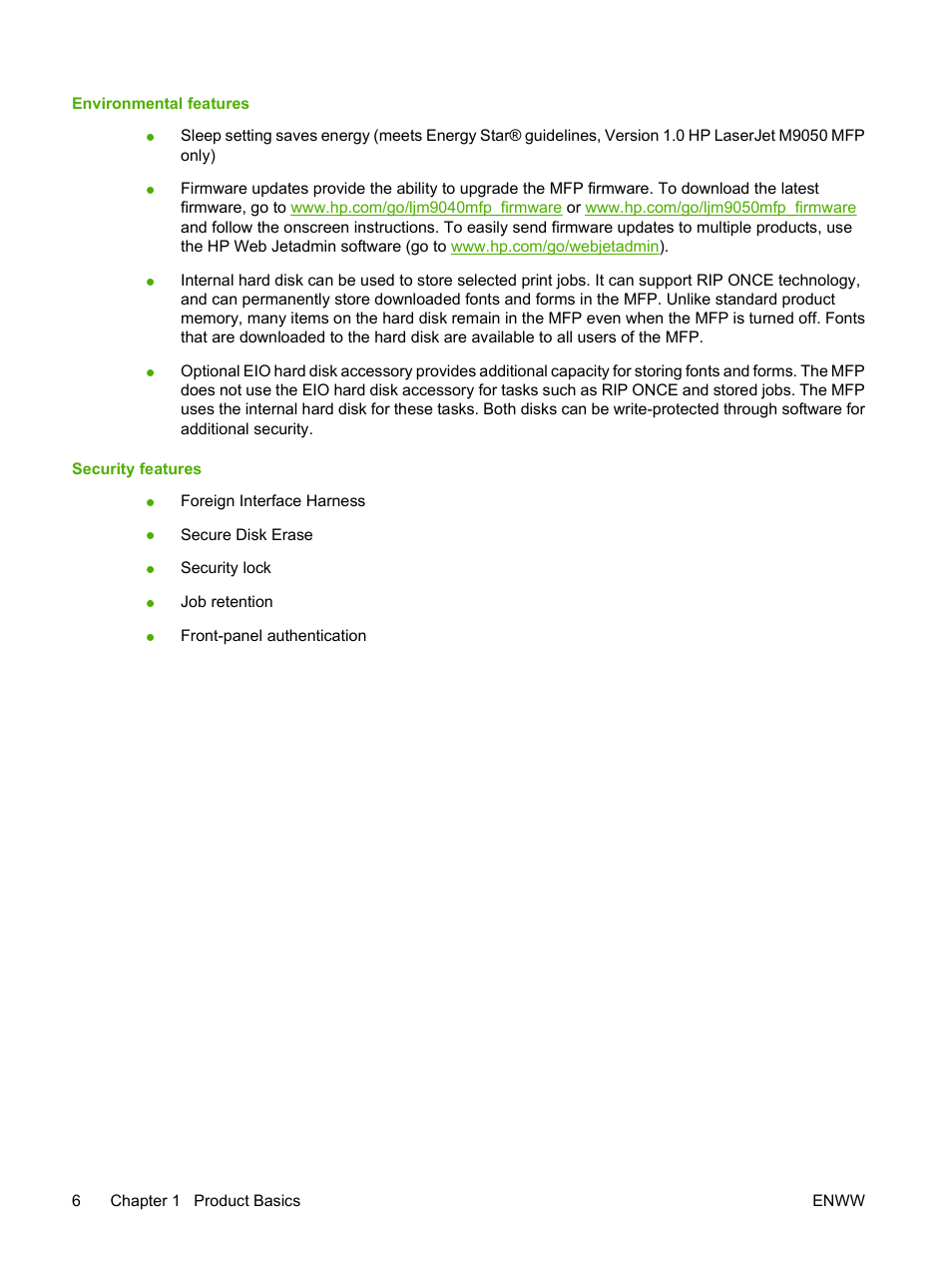 HP LaserJet M9040M9050 Multifunction Printer series User Manual | Page 20 / 288