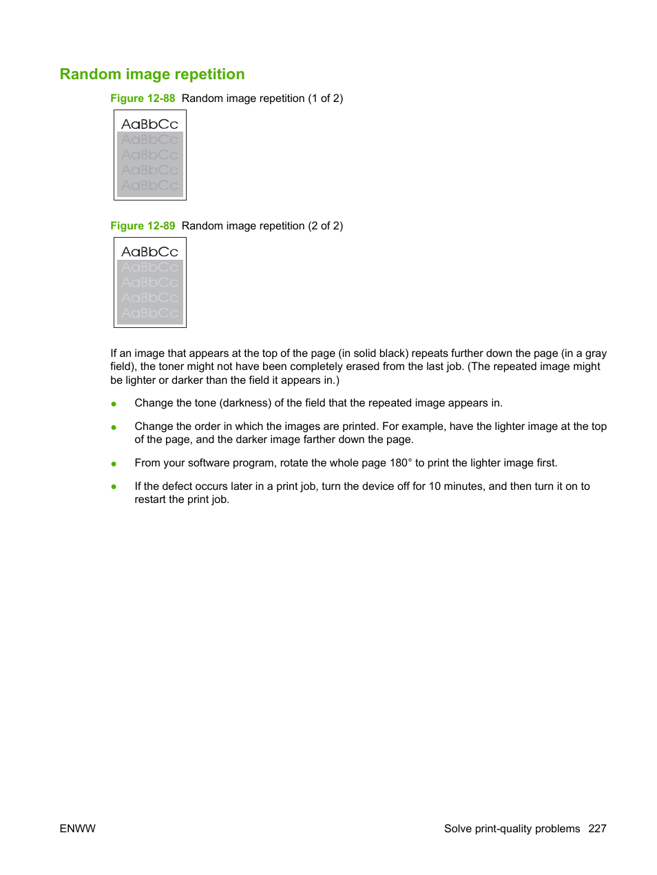Random image repetition | HP LaserJet M9040M9050 Multifunction Printer series User Manual | Page 241 / 288
